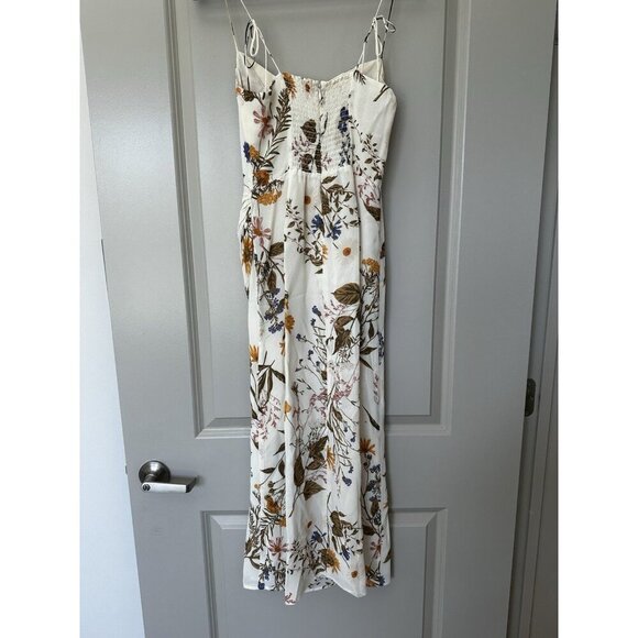Reformation Kourtney Dress in Frolic Size 0 Midi Cream Floral High Slit Feminine - Picture 8 of 11